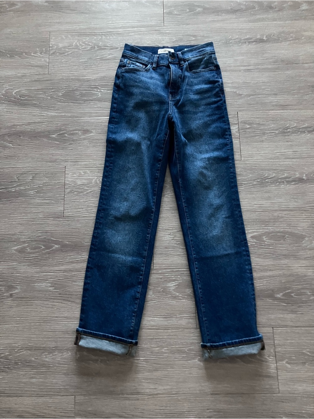 NWOT Warp + Weft High-Rise Straight Jeans — Dark Indigo